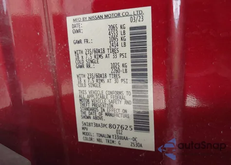 2023 Nissan Rogue Sv Fwd from USA, damaged, VIN 5N1BT3BA3PC807625